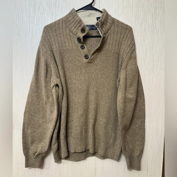Oscar De La Renta Vintage Beige Sherpa Collar Sweater Size XL - Picture 1 of 7
